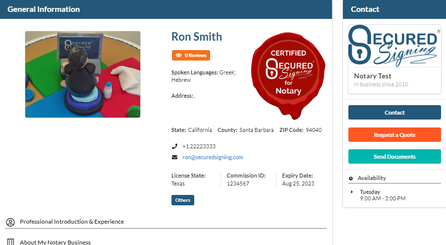 Notary Community Directory - Profile