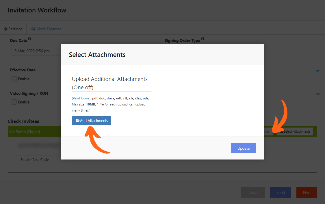Add Attachment - Invitation Workflow