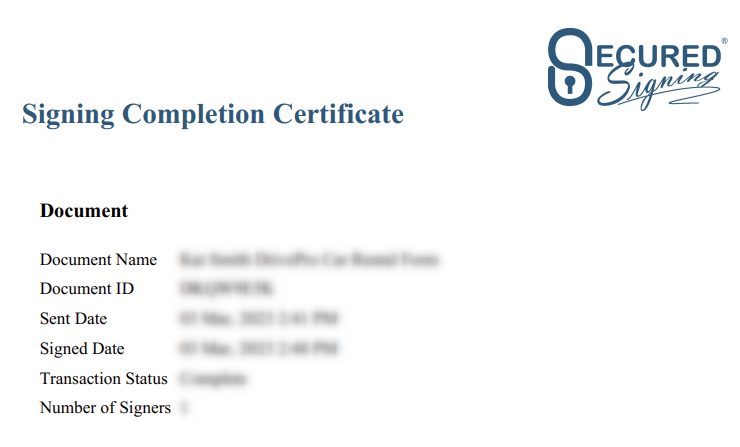 Signing Completion Certificate - Document 1
