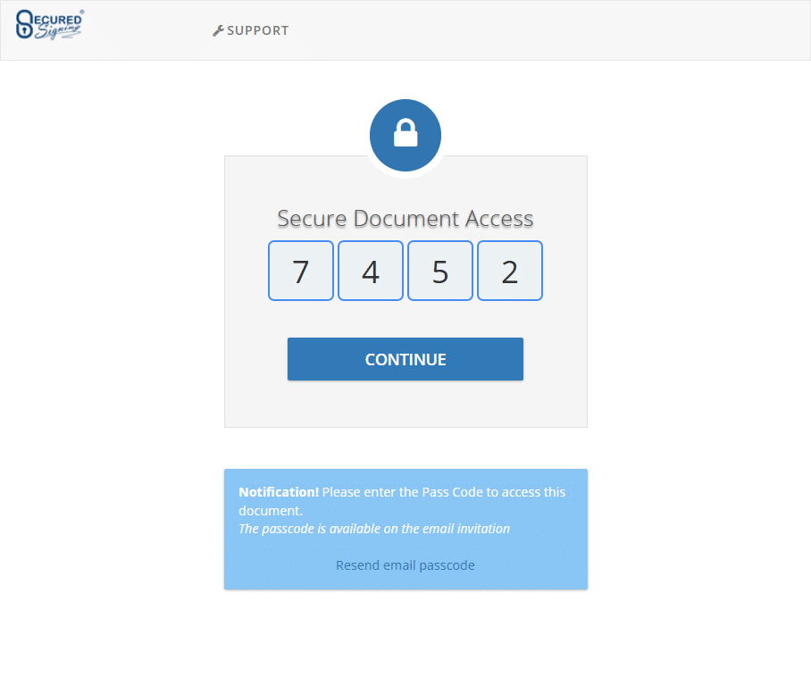 Sign as Invitee - Passcode