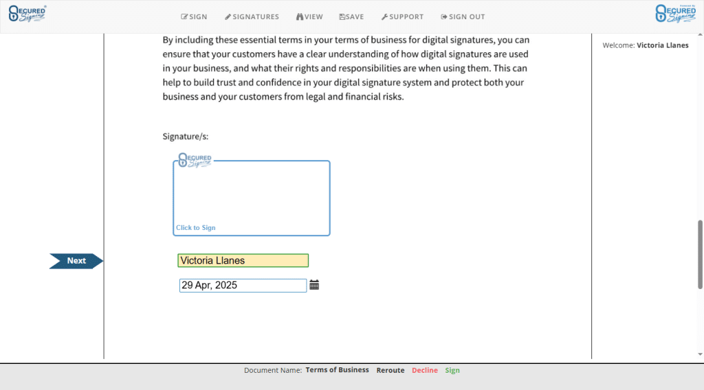 Sign as Invitee - Review Document