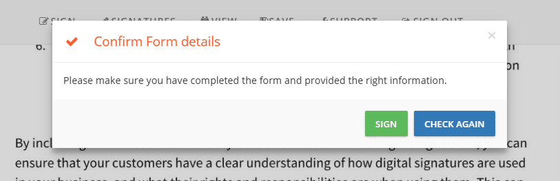 Sign as Invitee - Confirm Form