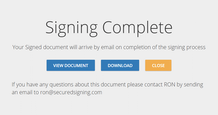 Sign as Invitee - Signing Completed