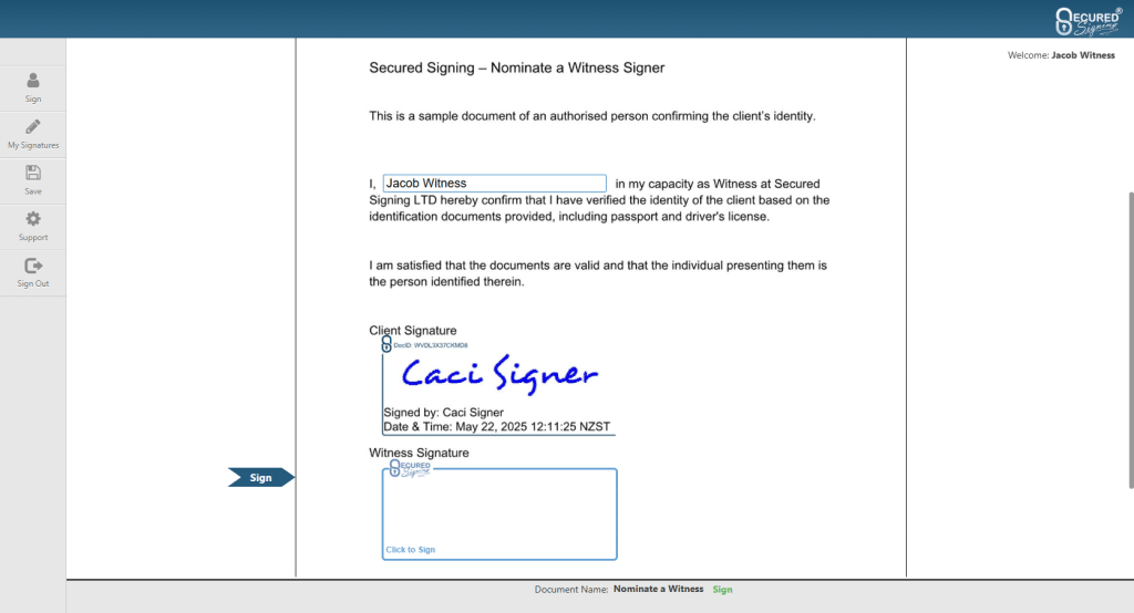 Sign as Witness - Signature Box