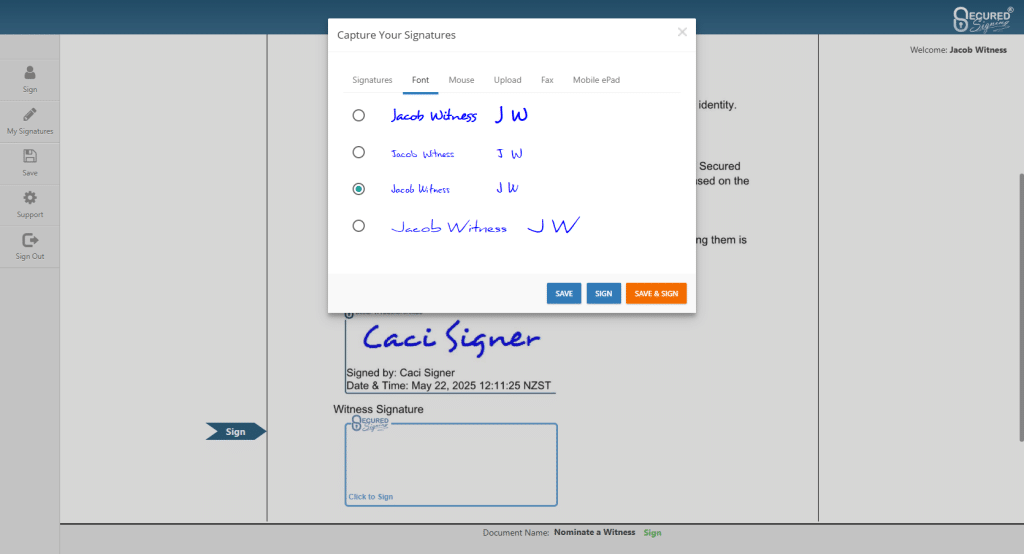 Sign as Witness - Capture Signature