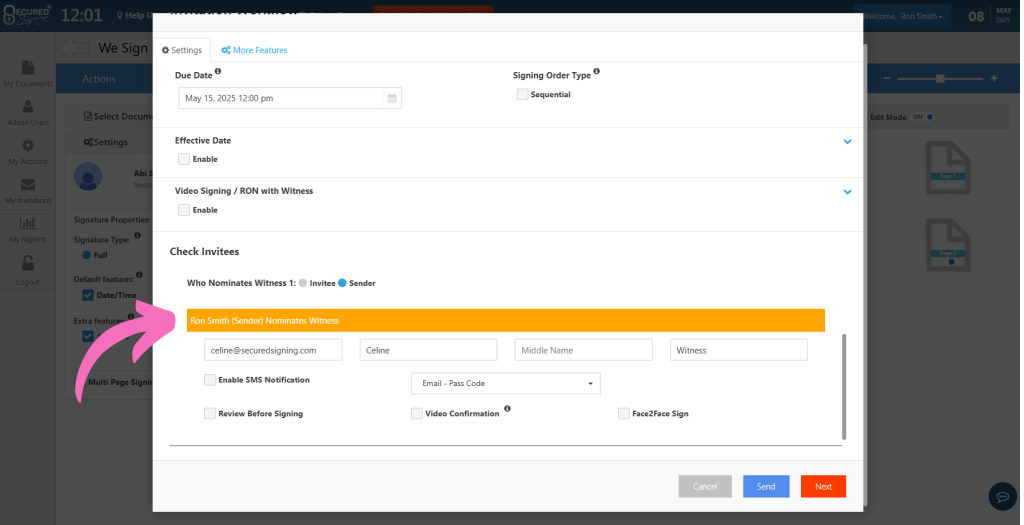 Add Witness Signer - Add Witness Details