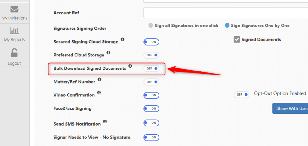 Bulk Download - Signed Documents Setting - Secured Signing