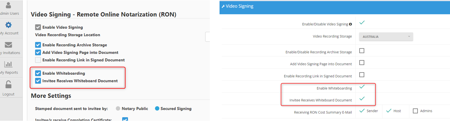 Whiteboard Settings Secured Signing - Release Notes - October 2023