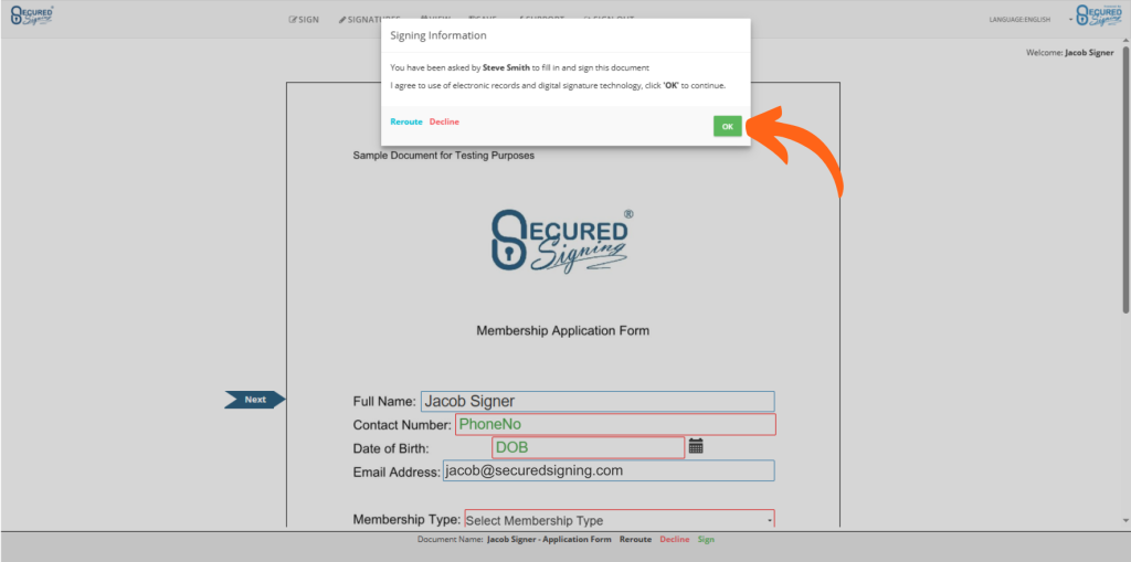 Fill and Sign - Signing Information
