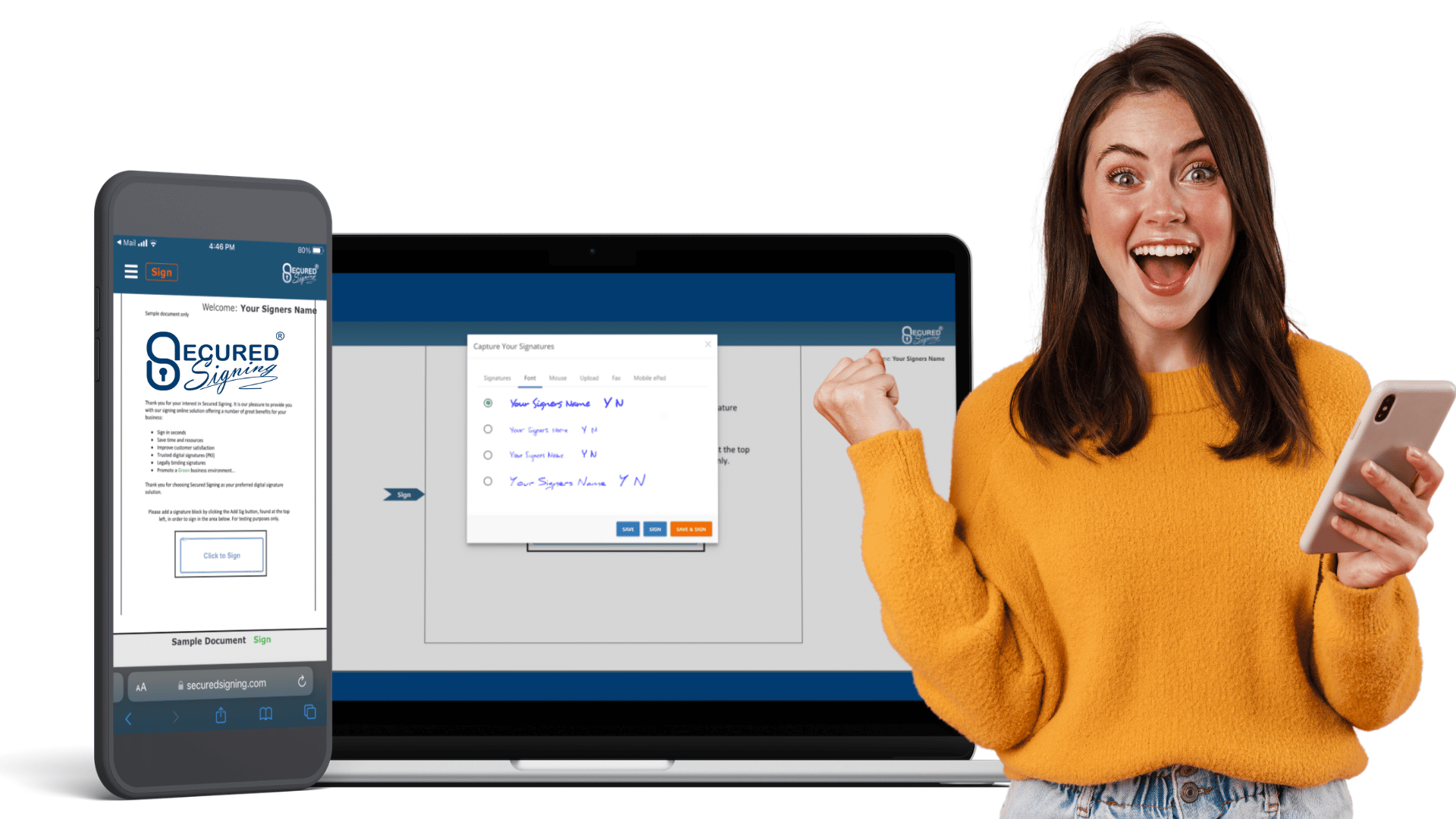 Simple Smart Secured Digital Signatures and Remote Online Notarization with Secured Signing