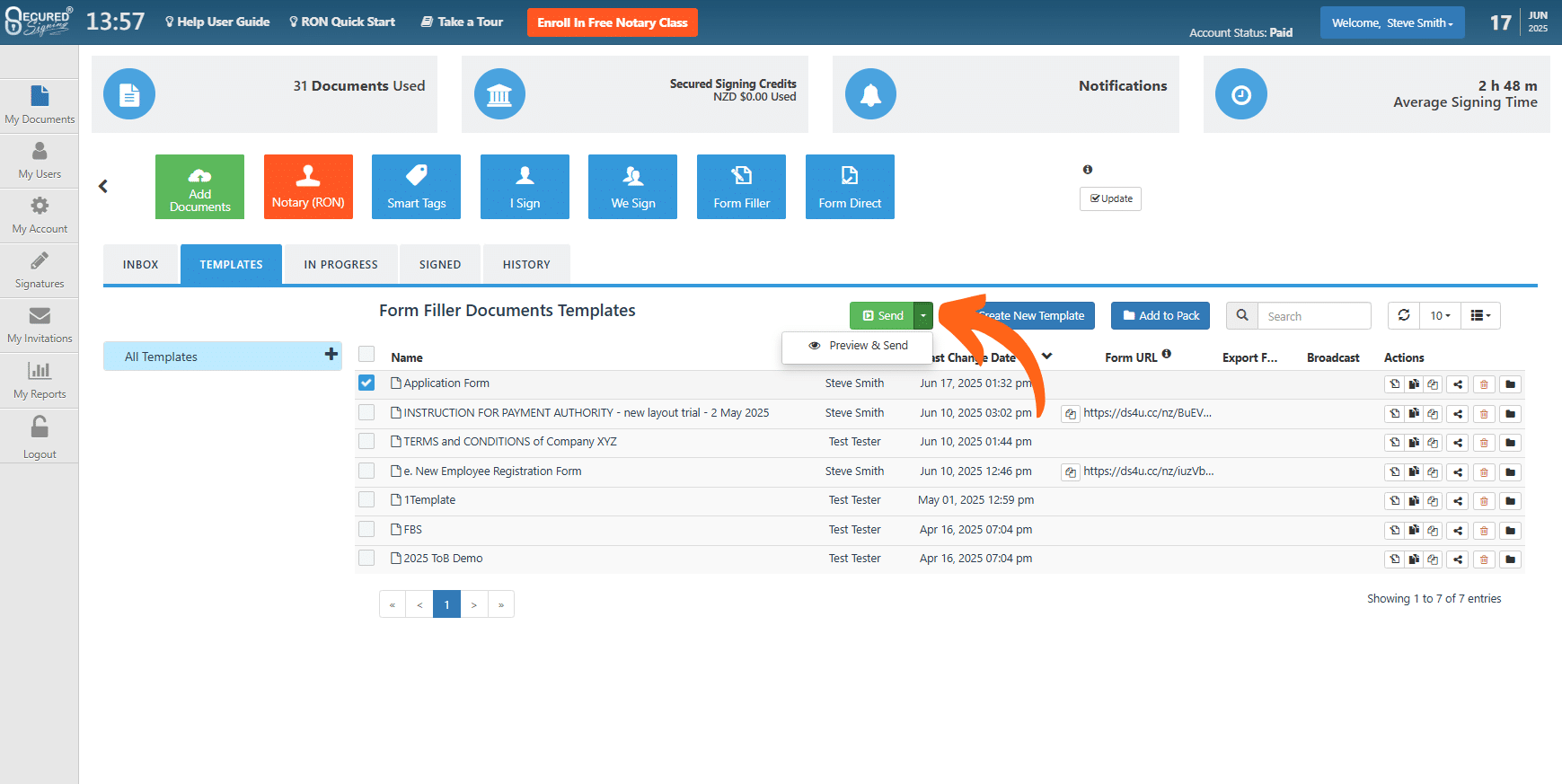 Send Form Example Send Form Filler Templates - Secured Signing