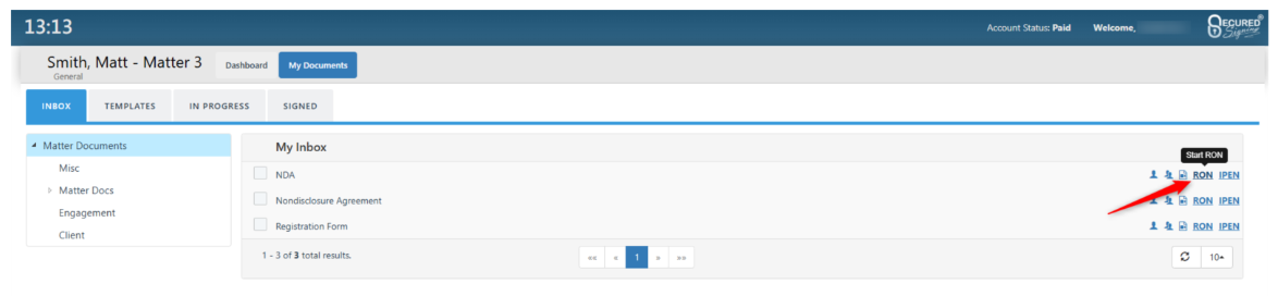 Actionstep - Notarize documents in Secured Signing