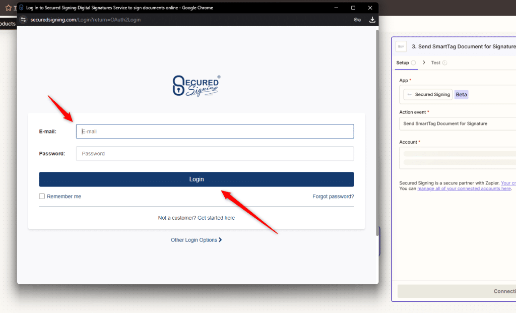 Log into your Secured Signing account