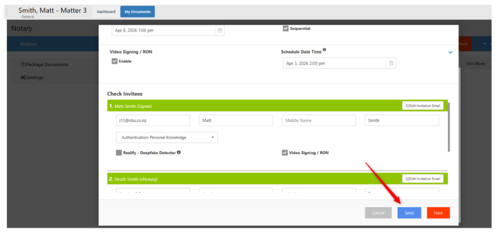 Check before sending for RON session
