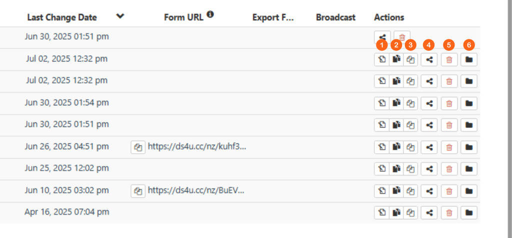 Templates Tab Tools - Actions