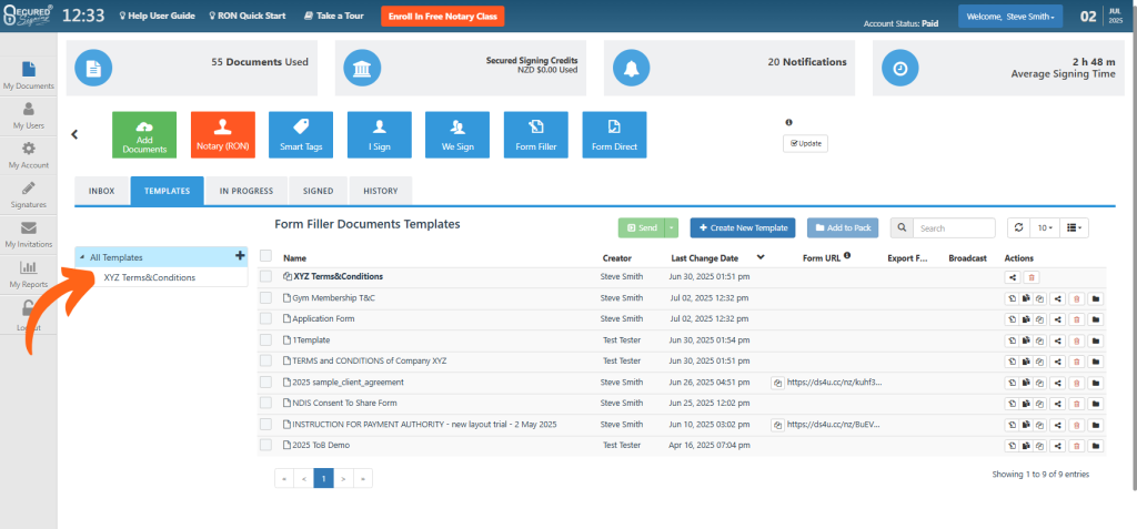 Templates Tab Tools - Packages