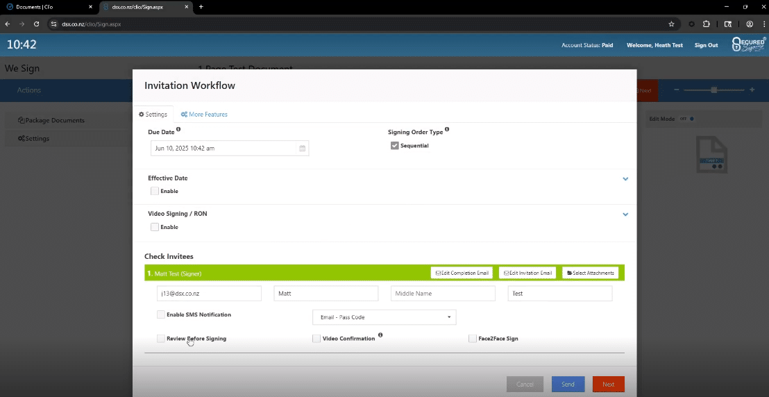 How to get documents signed in Clio using Secured Signing