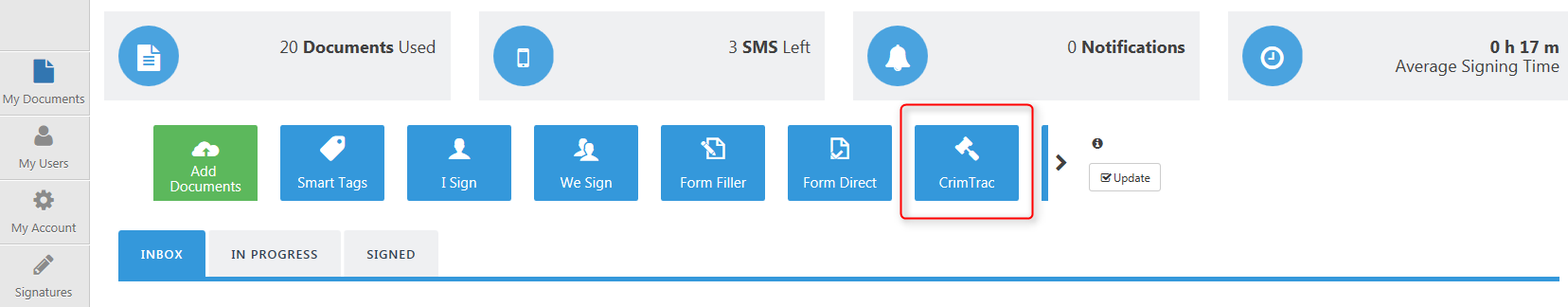 CrimTrac on Dashboard