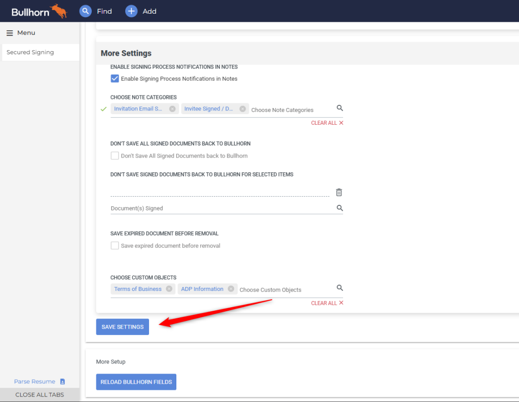 Click the ‘Save Settings’ button at the bottom of the page
