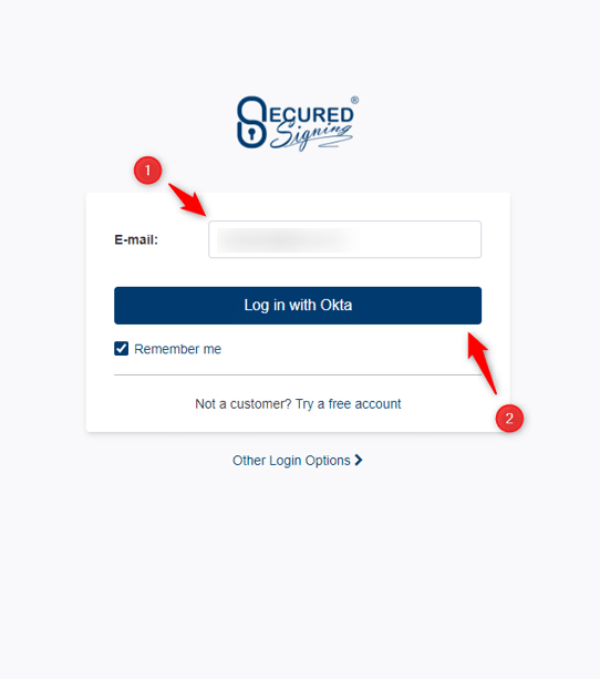 login to secured signing with okta