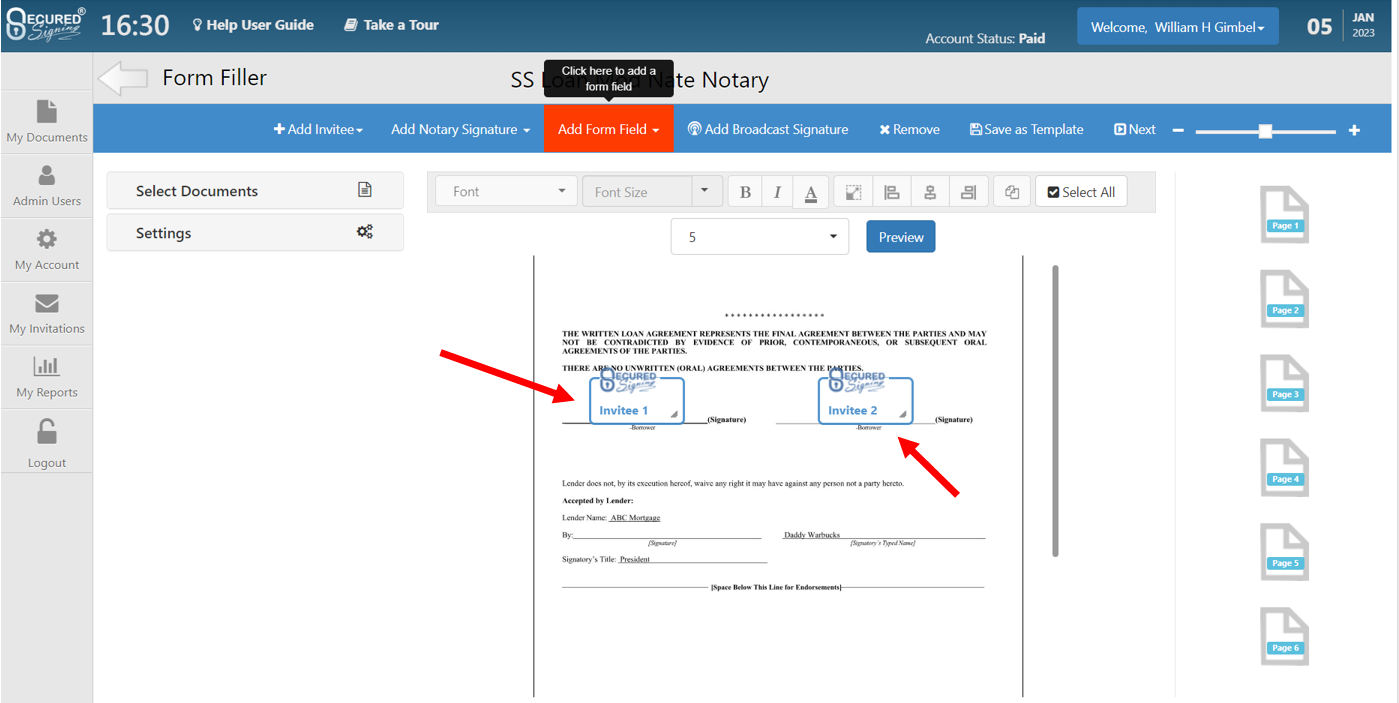 mark up the document - template creator for ron