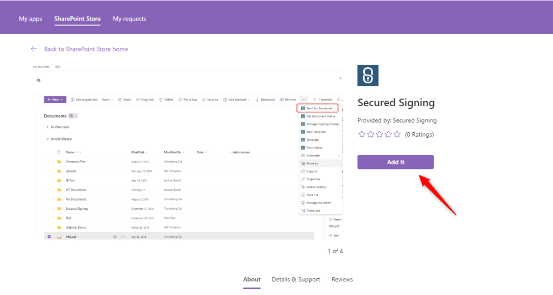 SharePoint: Connect the Secured Signing App for Digital Signing ...